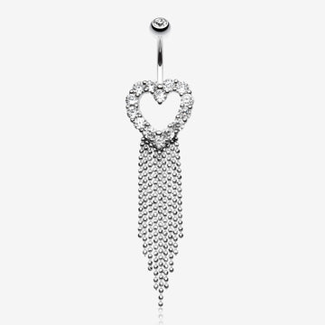 Heart Sparkle Showers Belly Button Ring-Clear Gem